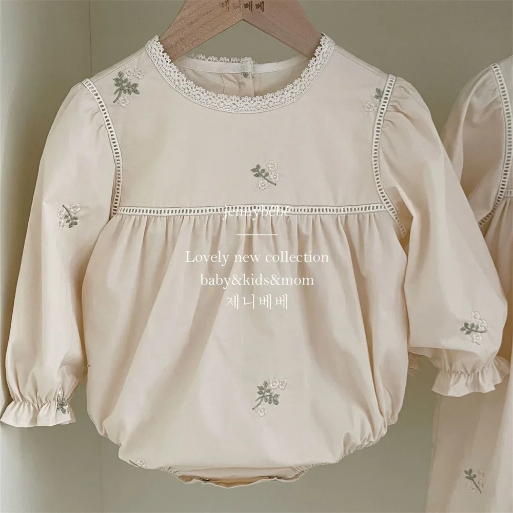 Newborn Baby Girl Romper Floral - Bebek Kız Işlemeli çiçekli tulum Uzun