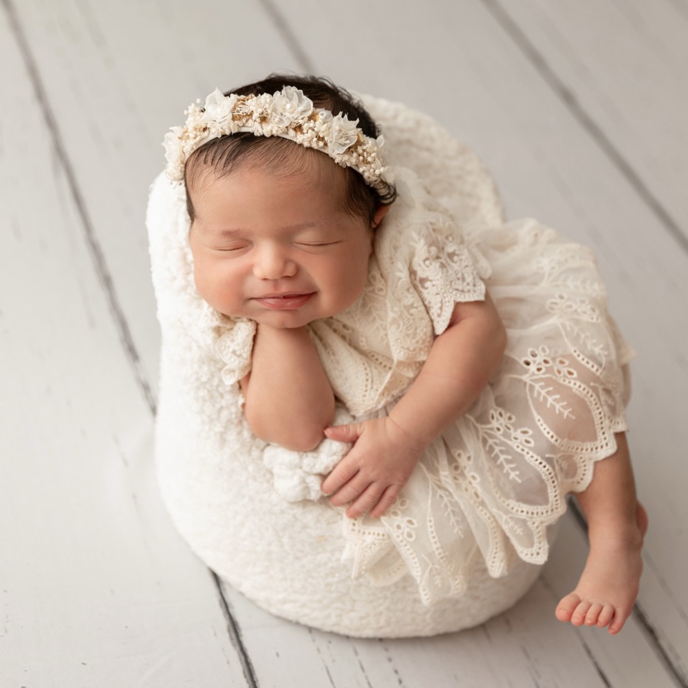 Newborn Baby Girl Romper Floral - Profesyonel Stüdyo Yenidoğan Fotoğraf Sahne Malzemeleri