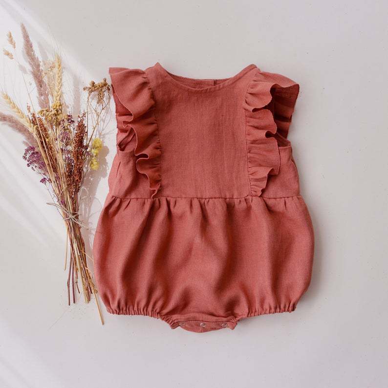 Baby Summer Linen Sleeveless Jumpsuit - Yaz yenidoğan bebek bebek kız Romper