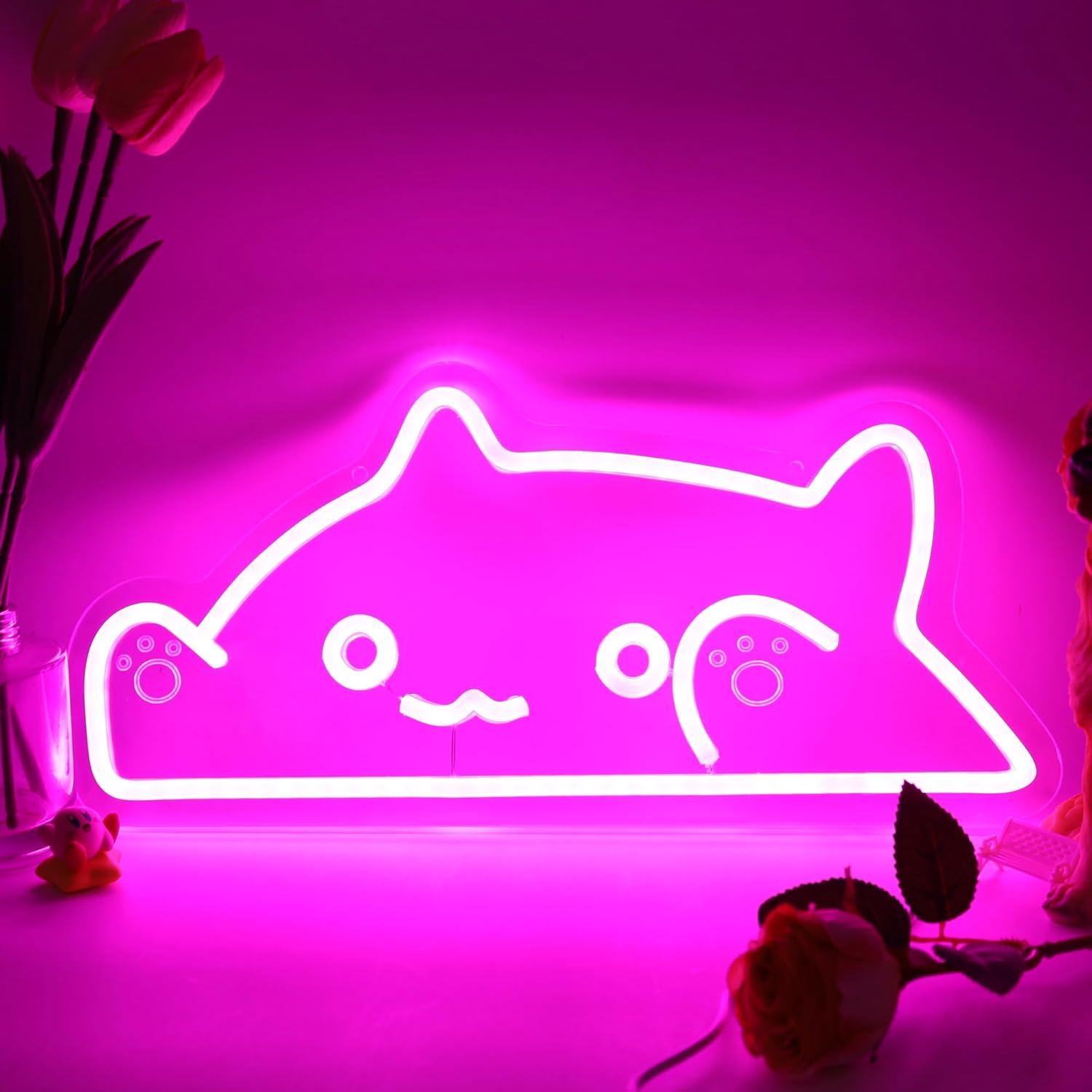 Nursery - Kedi Neon Tabela Hayvan USB Kısılabilir