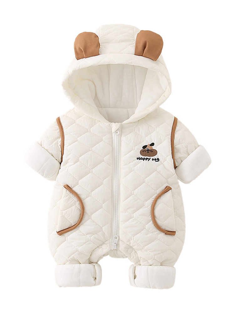 Cotton Baby Onesies Zipper - Sıcak Pamuklu Bebek Kıyafeti Kapüşonlu Uzun