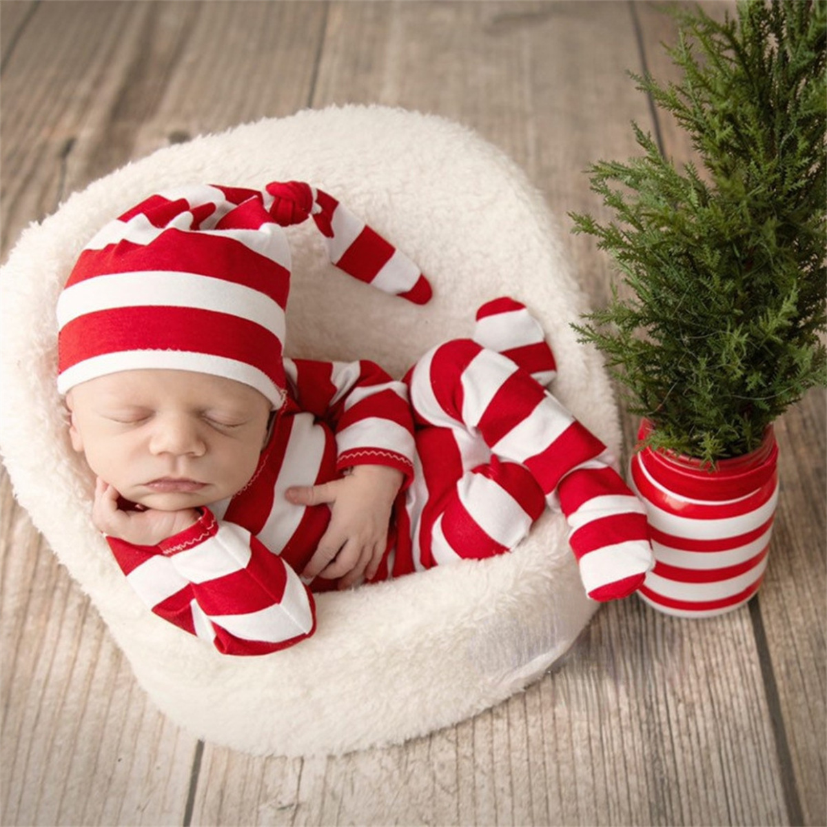 Infant Photography Props Outfit - Ylsteed Yenidoğan Kırmızı Tulum Şapka ve