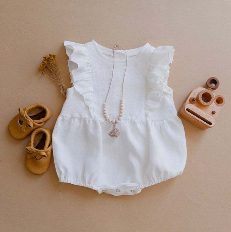 Yaz yenidoğan bebek bebek kız  - Baby Summer Linen Sleeveless Jumpsuit incelemesi ve fiyatı