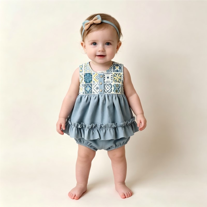 Moda Yenidoğan Bebek Kız Erkek - Baby Summer Linen Sleeveless Jumpsuit incelemesi ve fiyatı