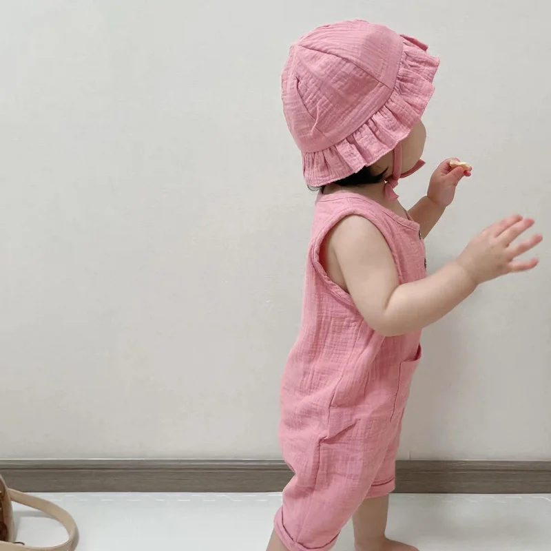 2 adet/takım Bebek Yaz Giyim K - Baby Summer Linen Sleeveless Jumpsuit incelemesi ve fiyatı