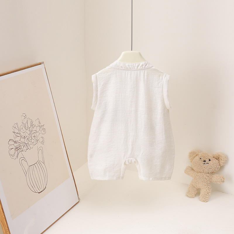 Bebek Erkek Yaz Romper Karikat - Baby Summer Linen Sleeveless Jumpsuit incelemesi ve fiyatı