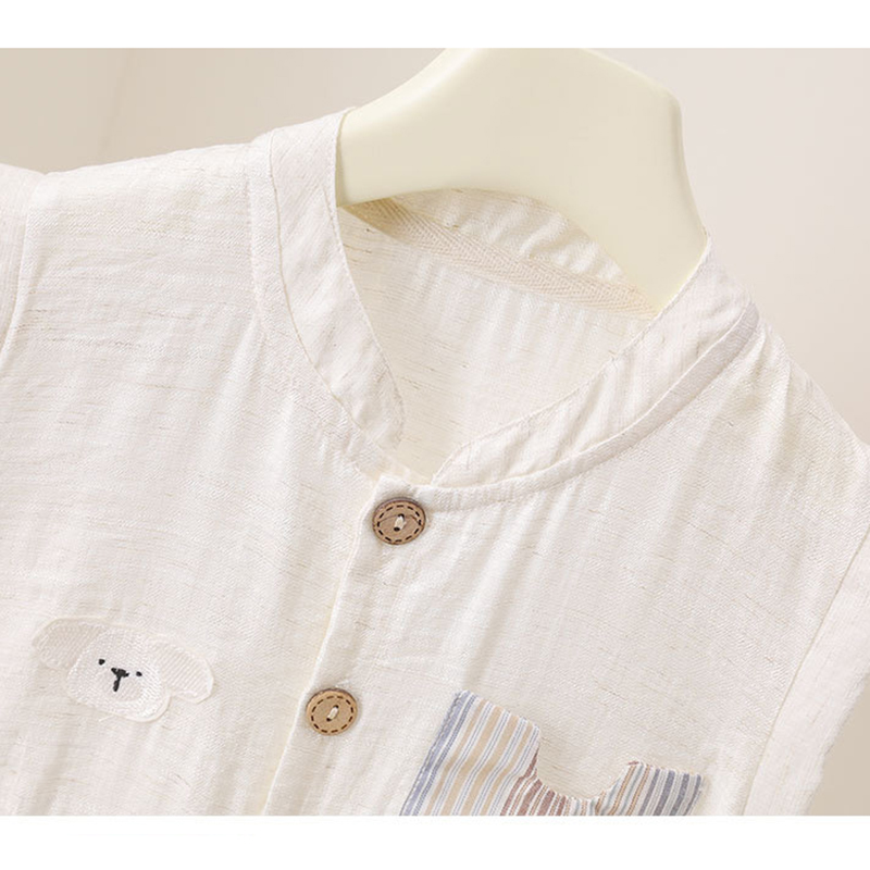 Bebek Erkek Yaz Romper Karikat - Baby Summer Linen Sleeveless Jumpsuit incelemesi ve fiyatı