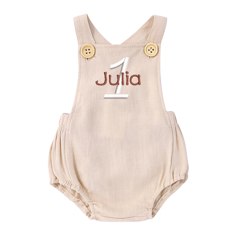 Adı işlemeli 1st doğum günü Ro - Baby Summer Linen Sleeveless Jumpsuit incelemesi ve fiyatı